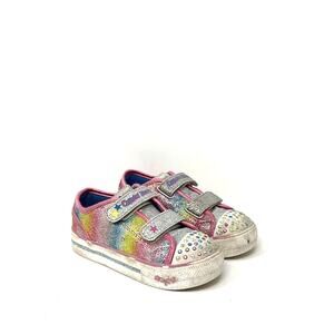 Skechers S Sport Crystal Stars LightUp Sneakers Girls Size 9